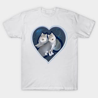 Lovely wolves in heart T-Shirt